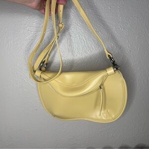 Pale Yellow Leather Shoulder Bag